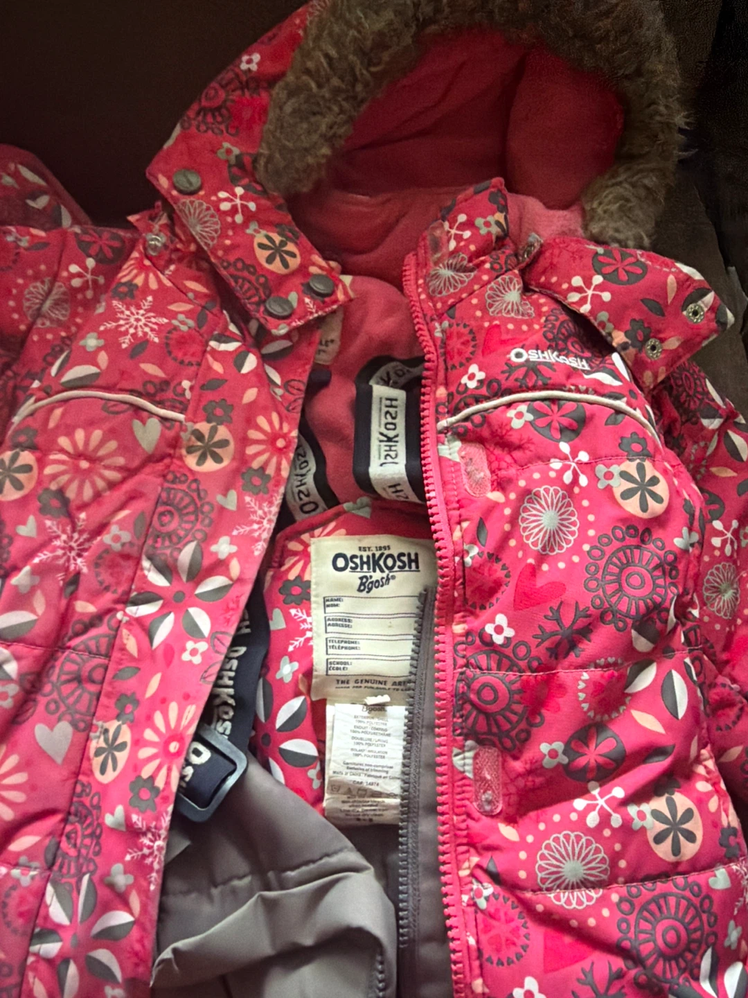 OshKosh B'gosh Pink Floral Winter Ski Suit - Size 4T - photo 2