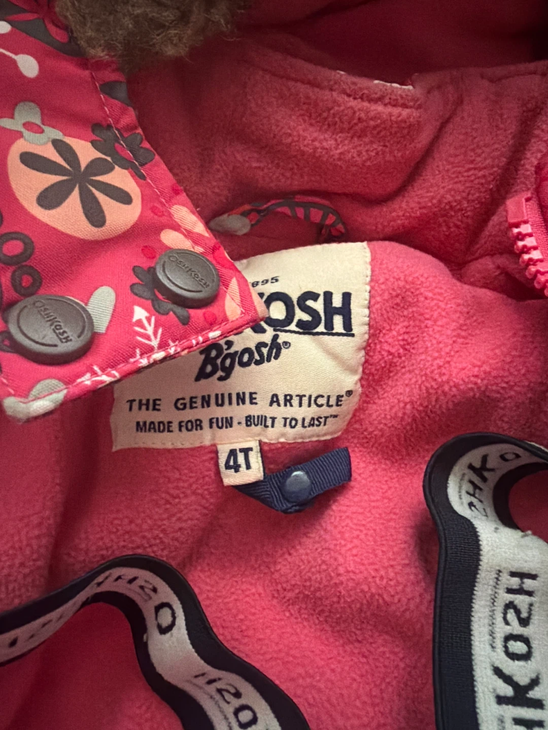 OshKosh B'gosh Pink Floral Winter Ski Suit - Size 4T - photo 3