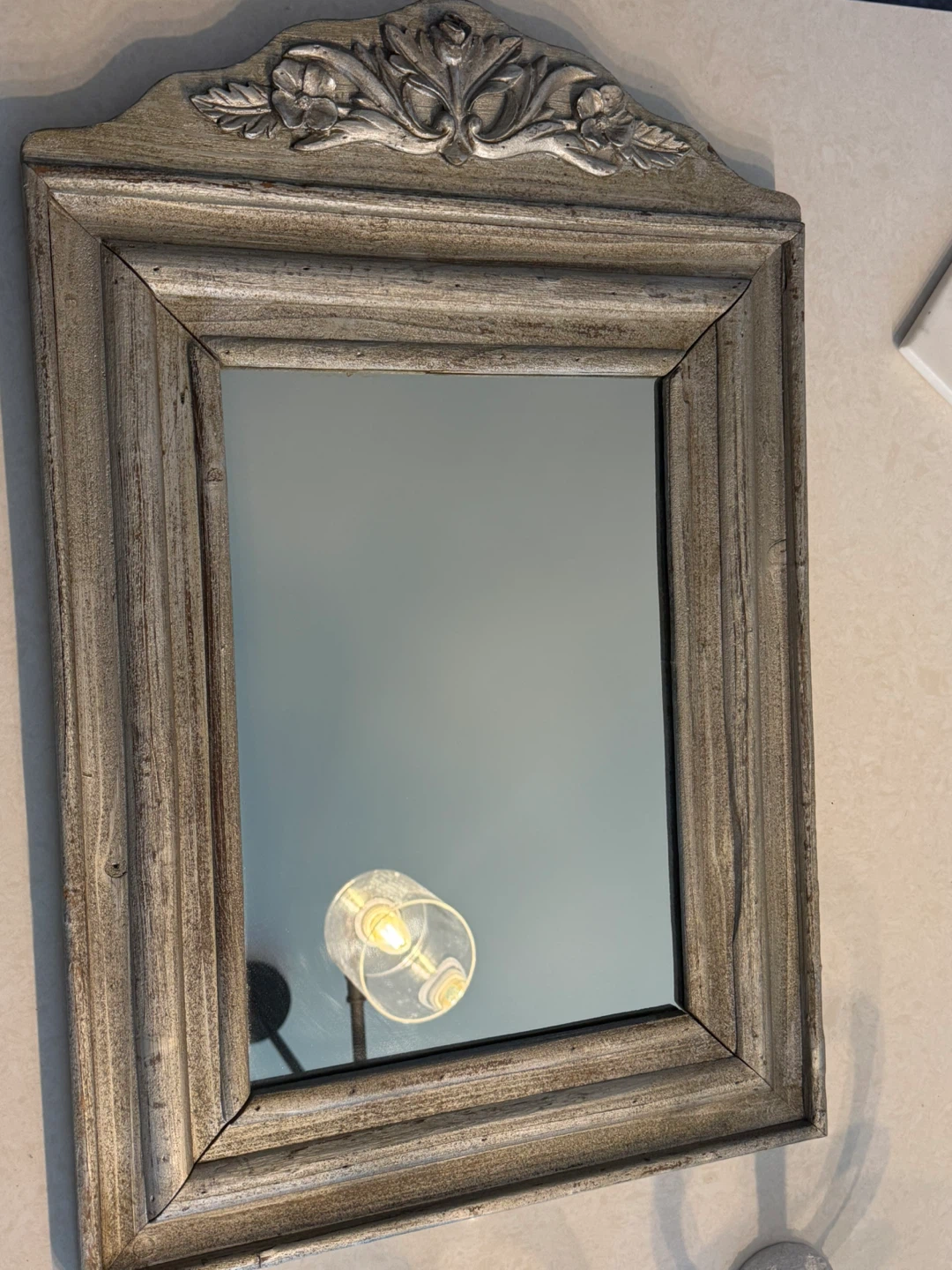 Wood  frame mirror with a vintage-style24”x14”