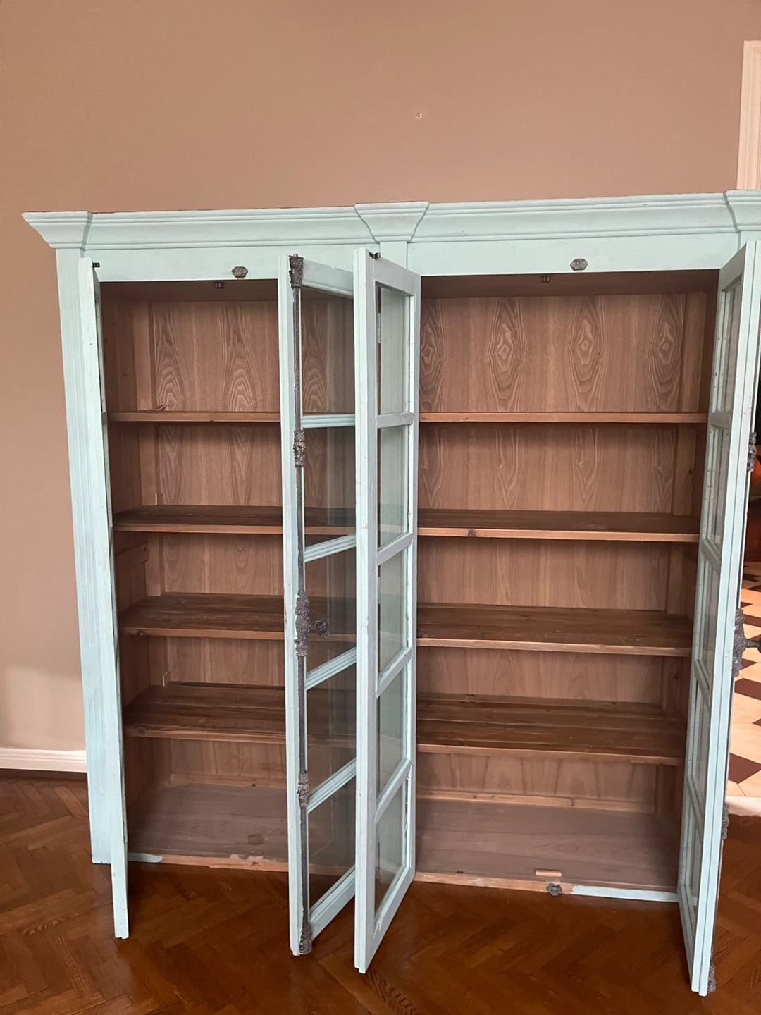 Light Blue Double Door Display Cabinet