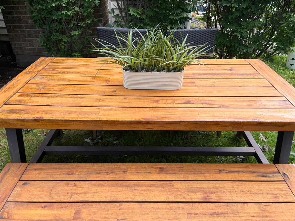 Wooden Outdoor Dining Table with Chairs and Bench