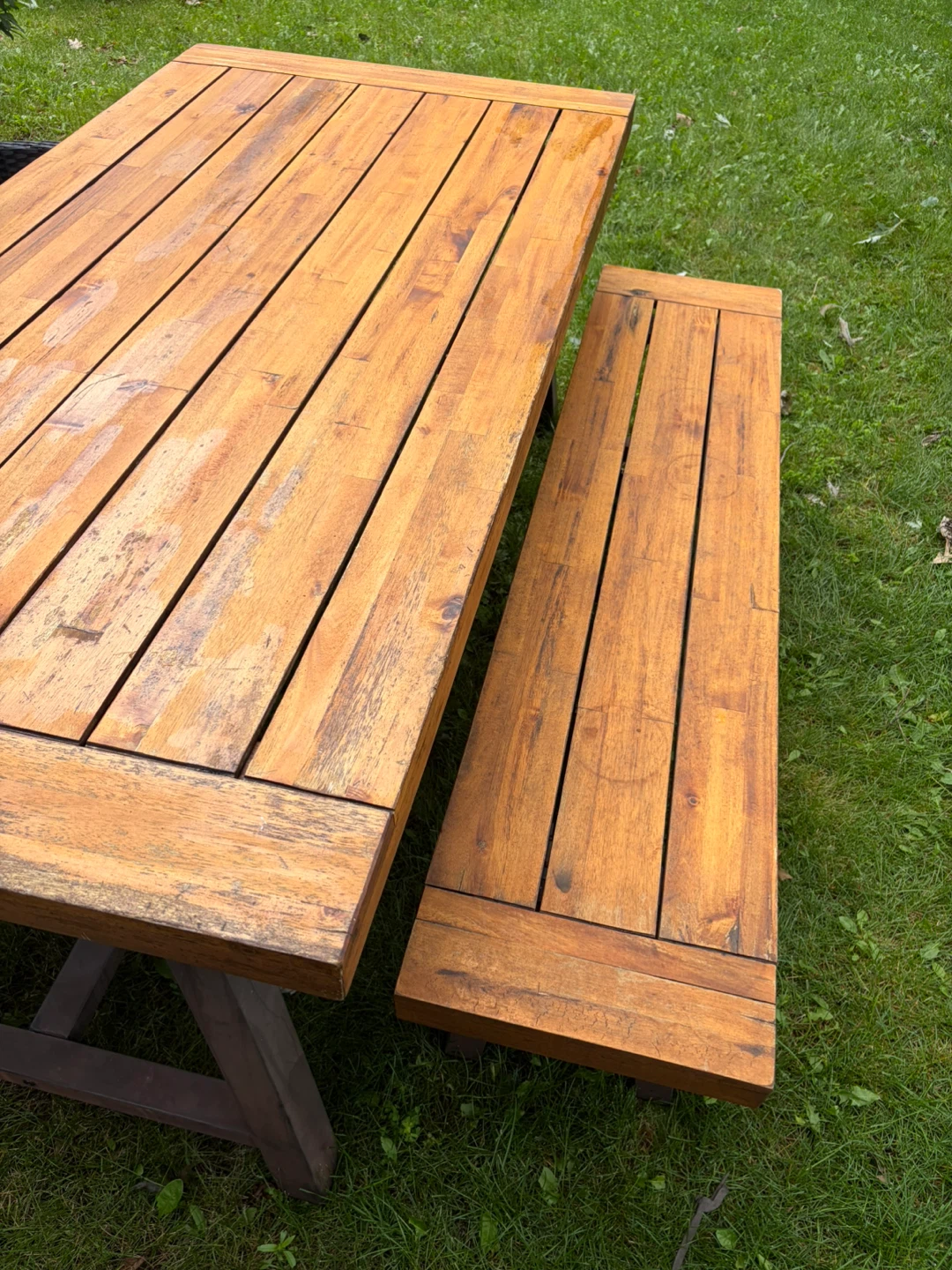Wooden Outdoor Dining Table with Chairs and Bench - photo 5