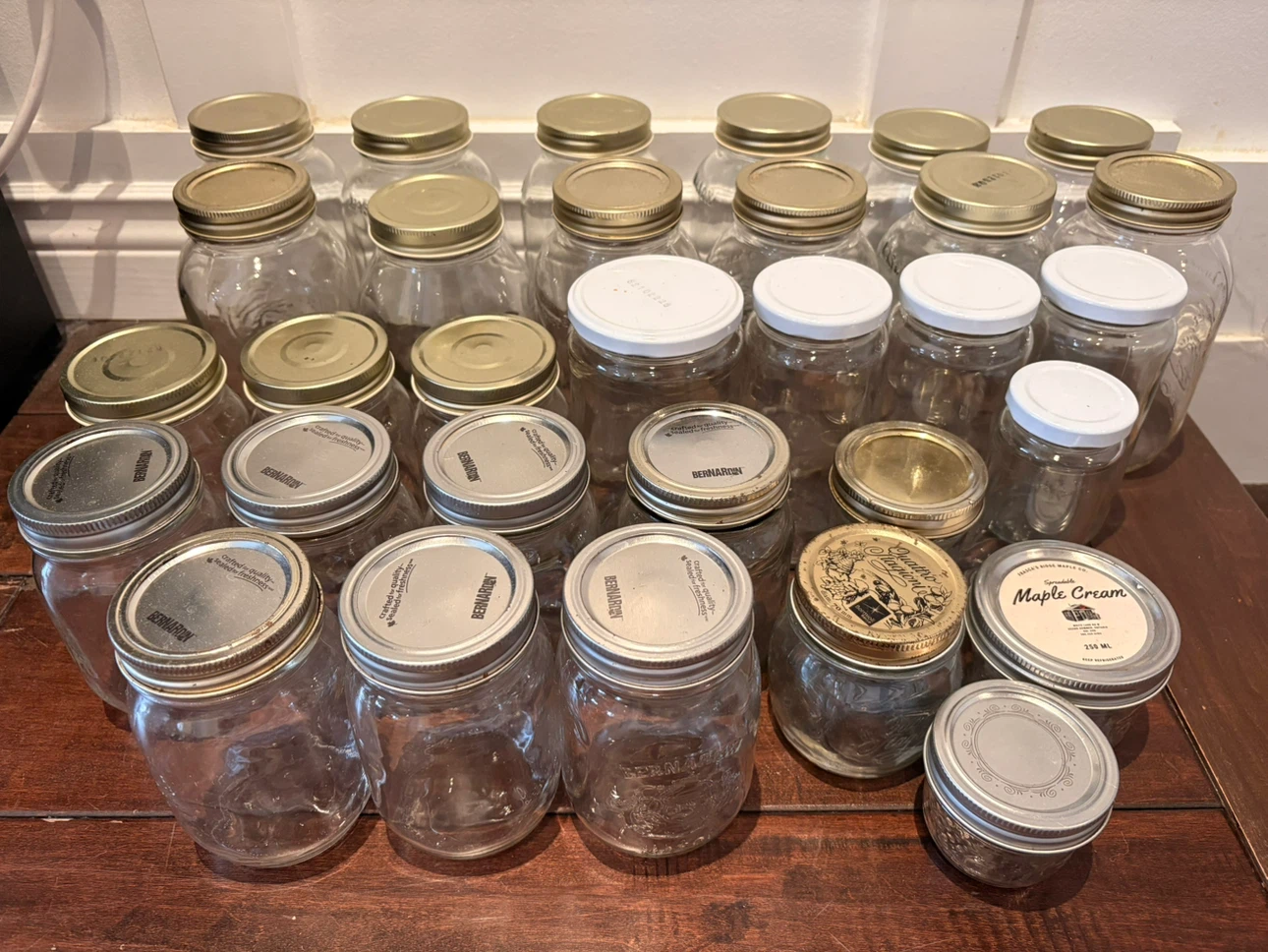 31 Assorted Glass Mason Jars with Lids