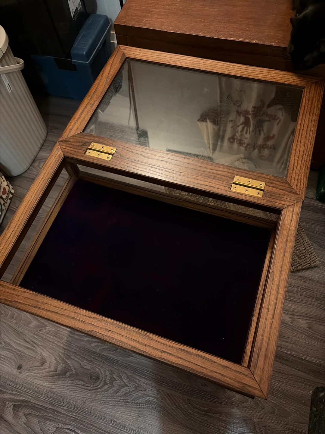 Oak Wood Display Case with Velvet Lining - photo 2