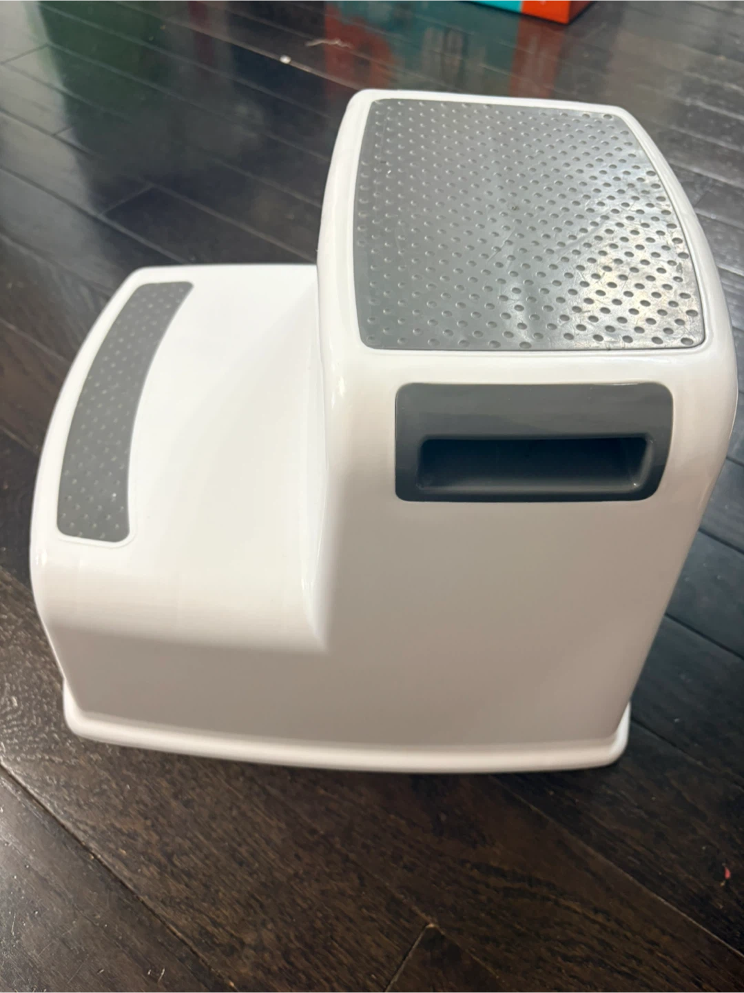 White Two-Step Stool with Grey Grip