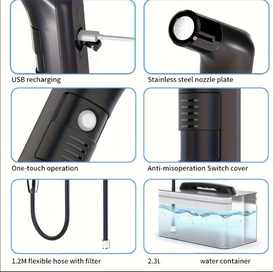 Portable Bidet Sprayer with 2.3L Water Container - Black - photo 3