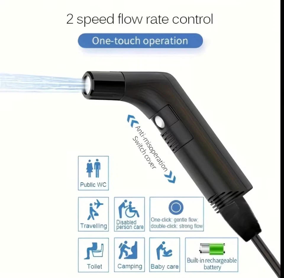 Portable Bidet Sprayer with 2.3L Water Container - Black - photo 4