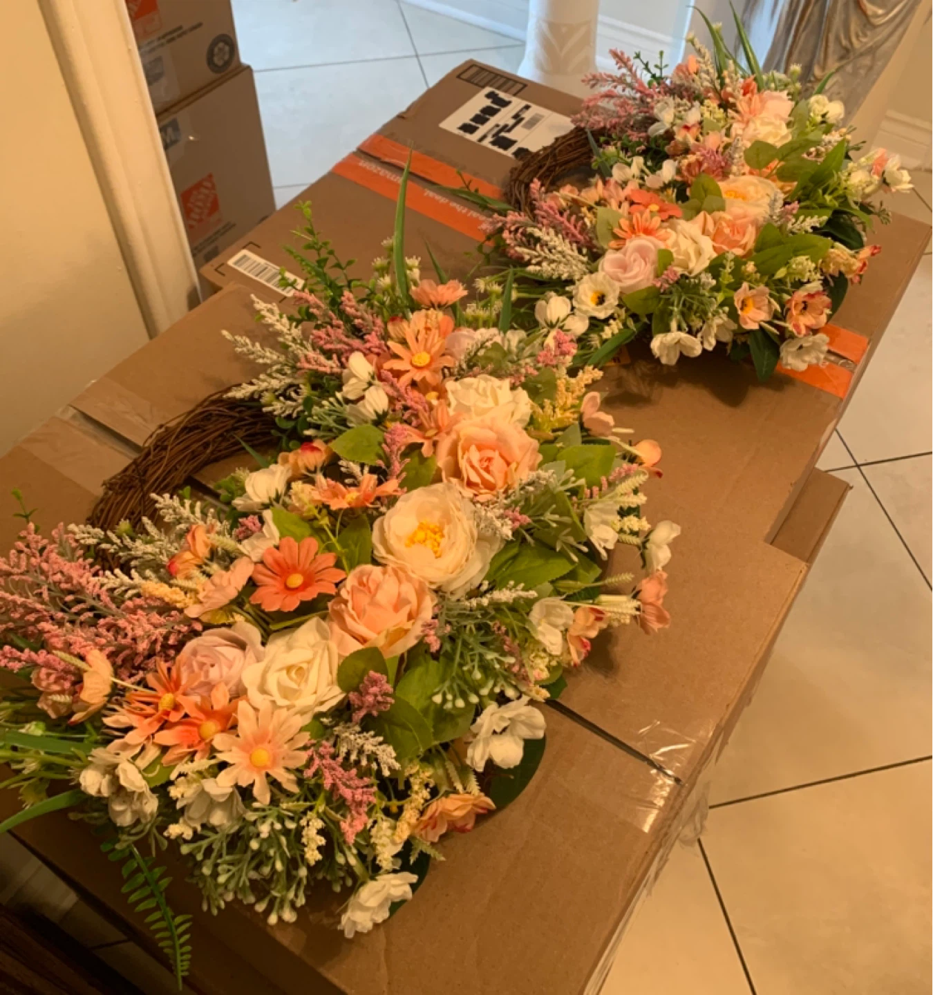 Floral Wreaths (2) - Pink and Peach Flowers - photo 2