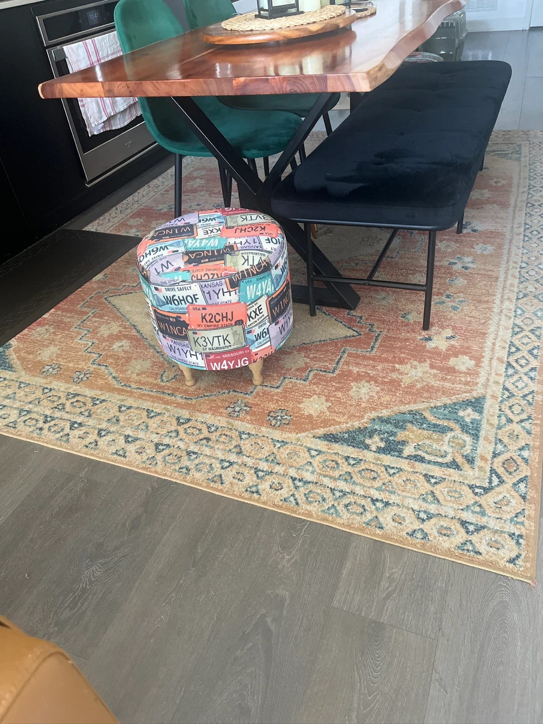 License Plate Ottoman Footstool