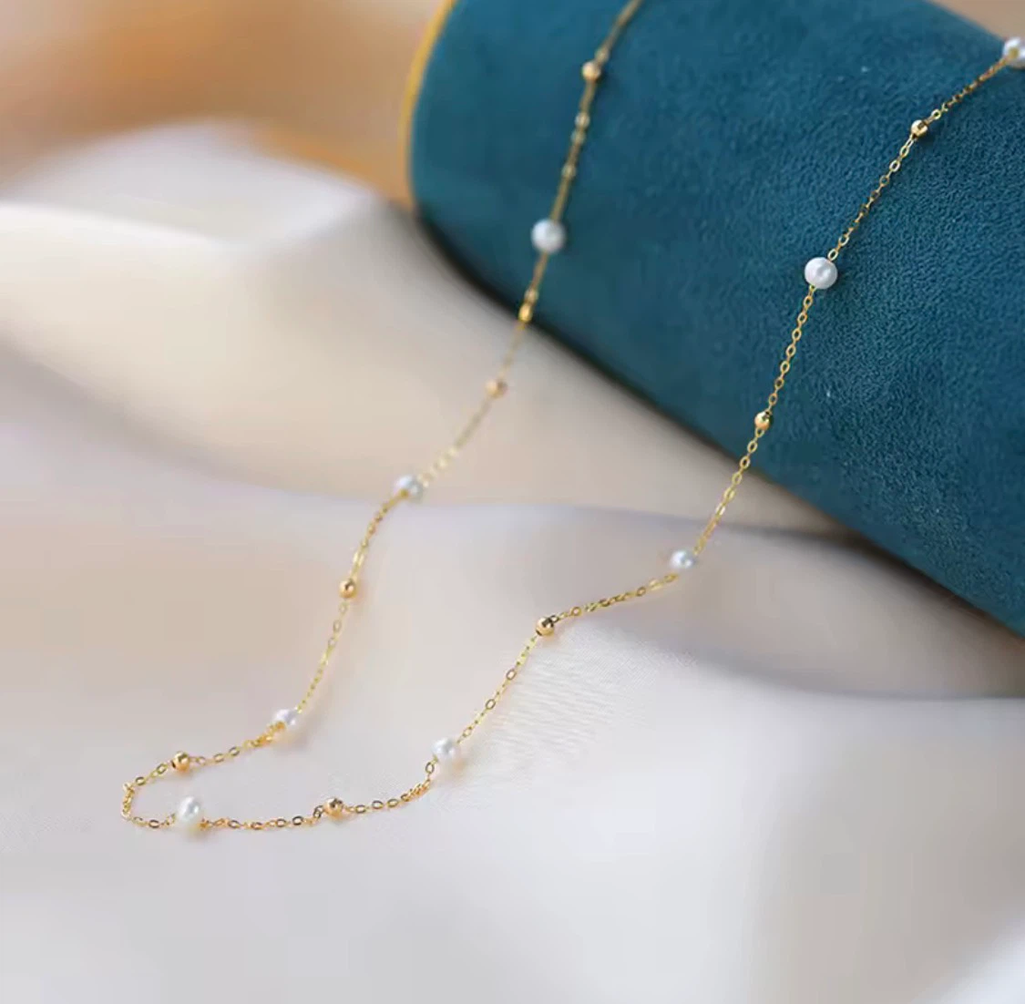 18K Gold  Pearl and Bead Necklace - photo 3