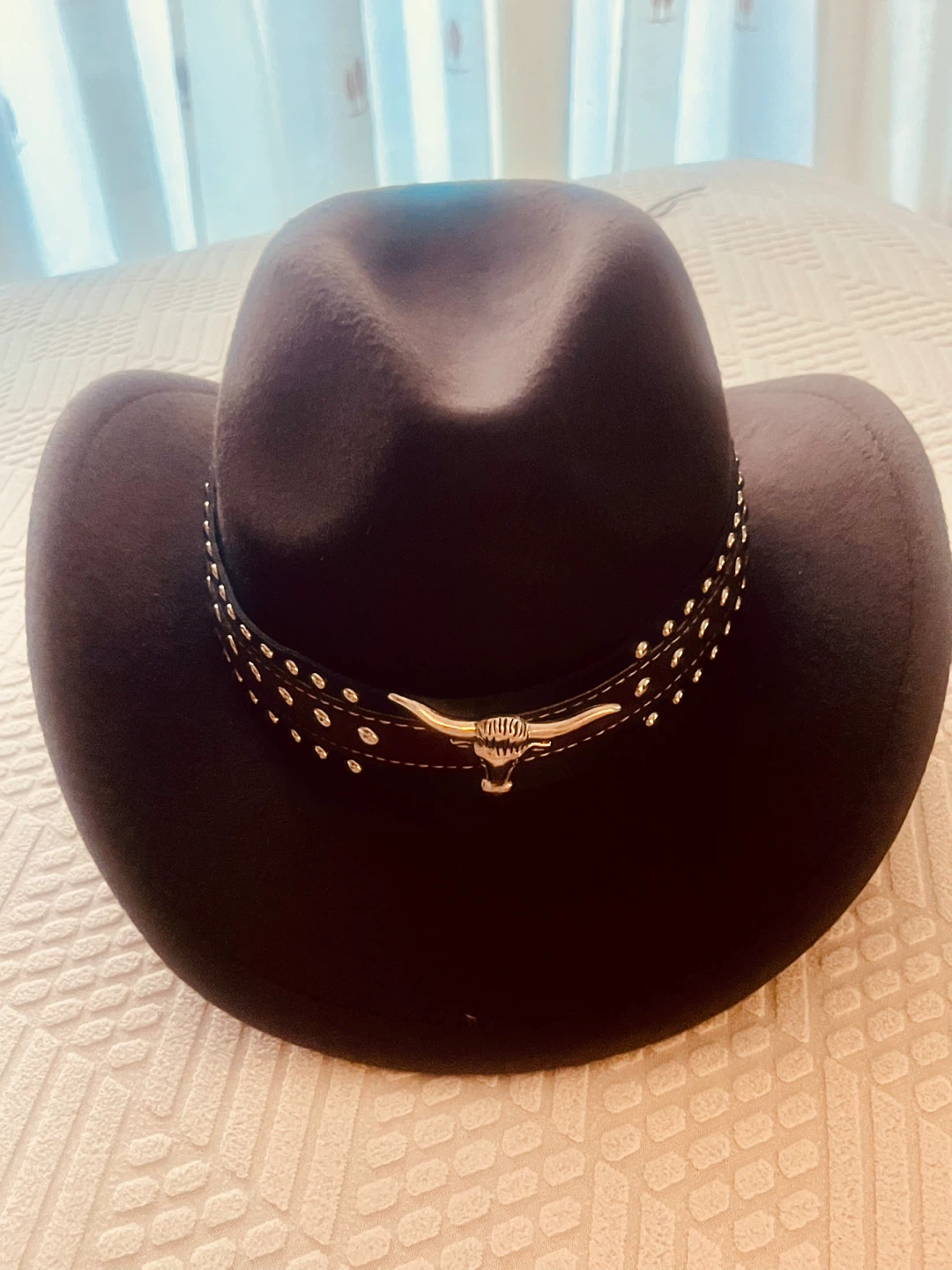 Stampede Brown Cowboy Hat with Bull Skull Detail