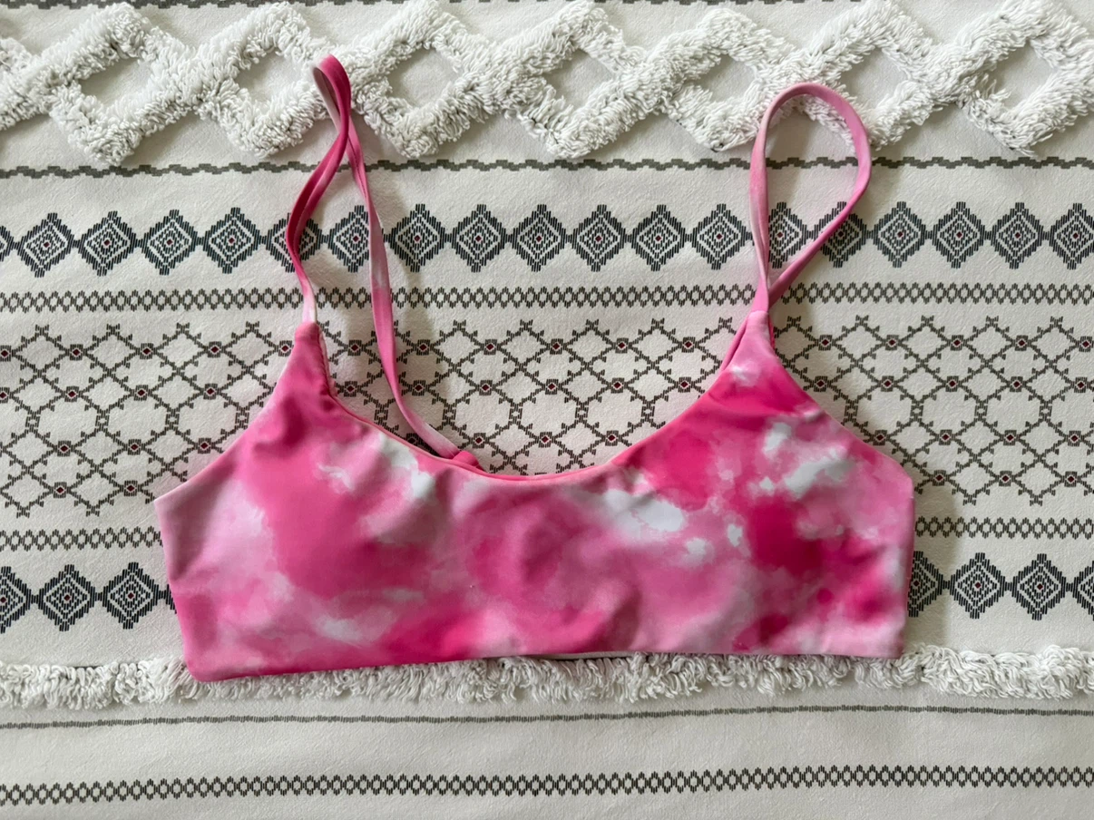 SHEIN Pink Tie-Dye Bikini Top