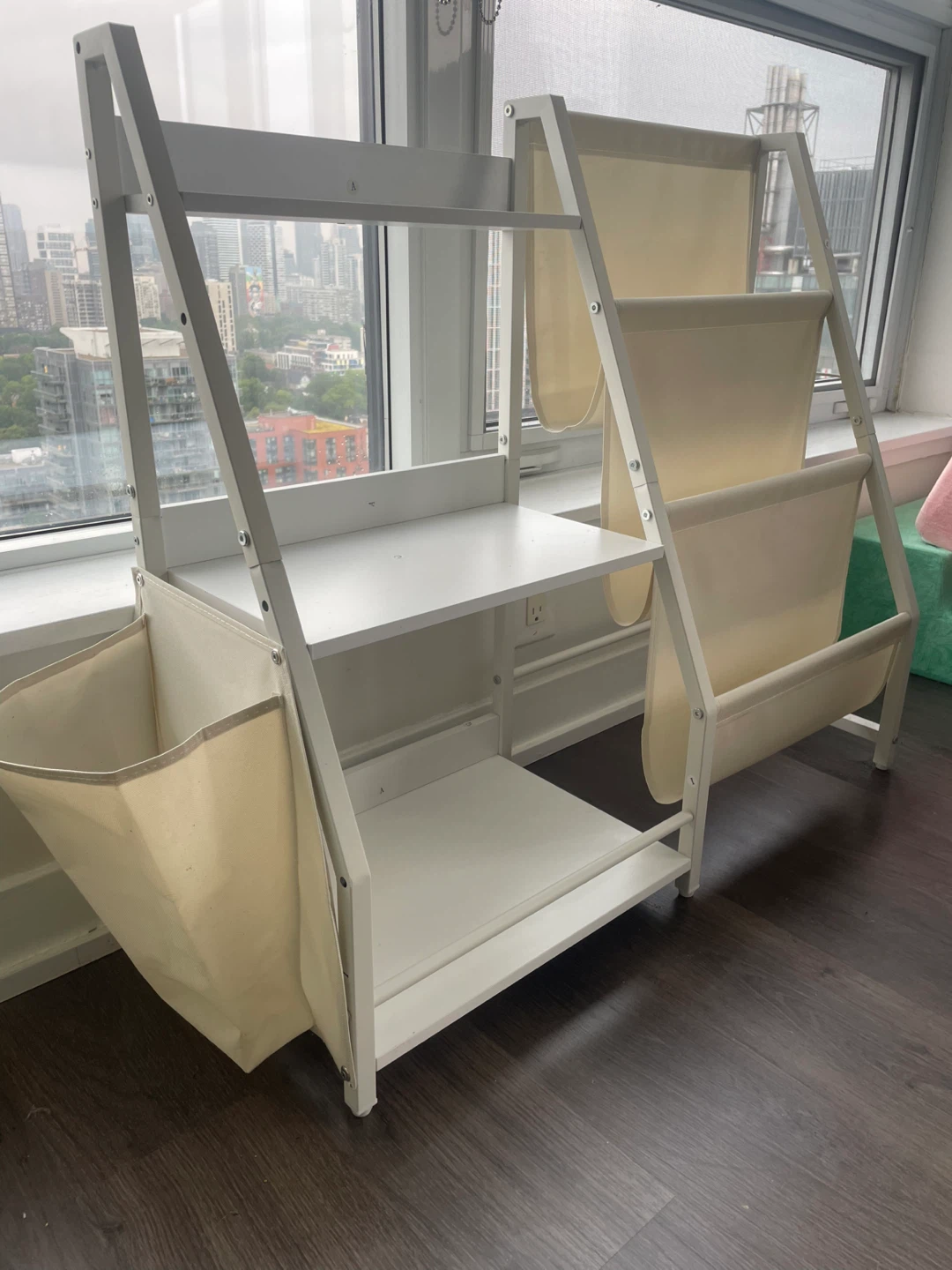Children’s White Bookshelf with Fabric Pockets - photo 3