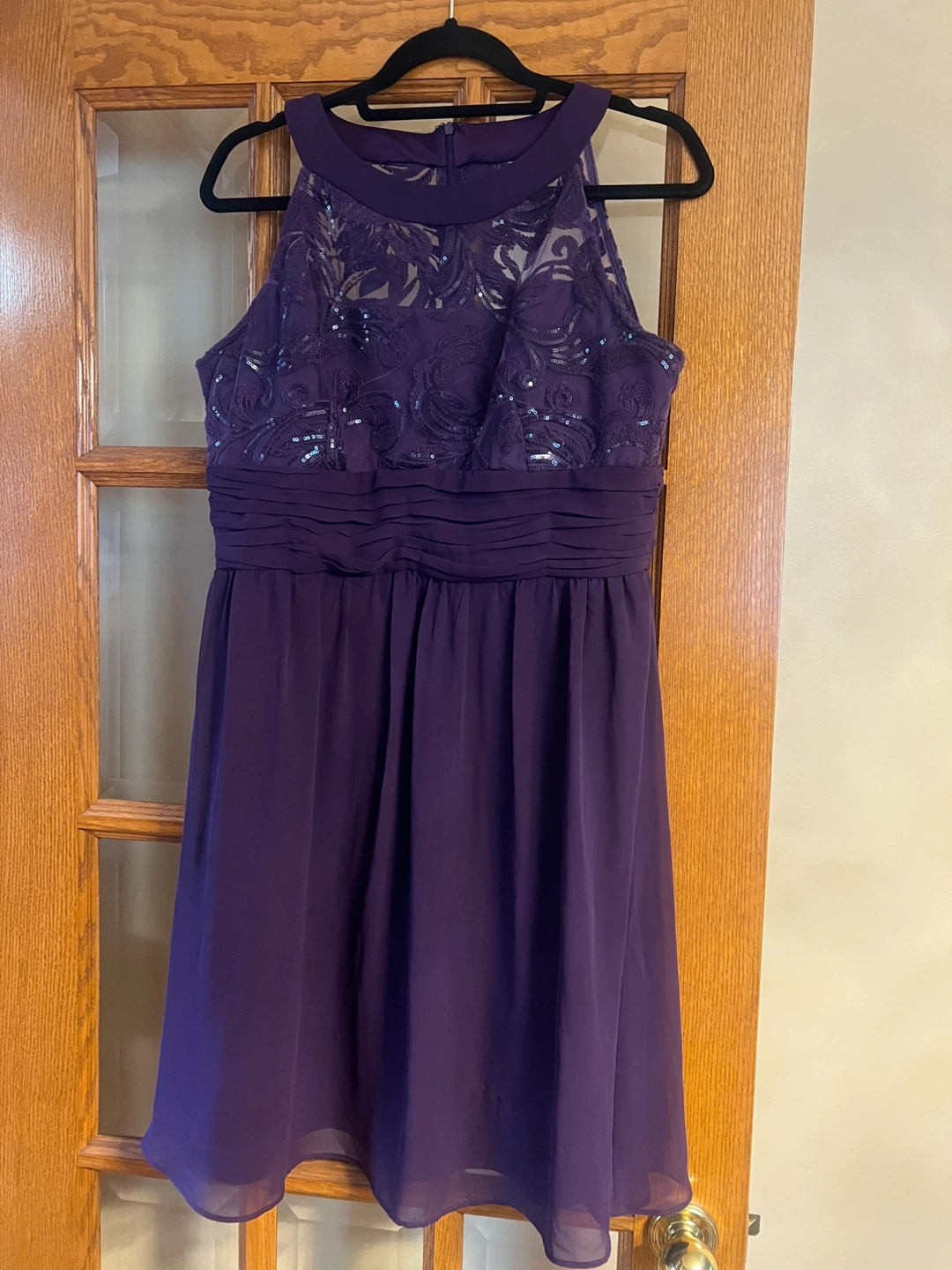 Ricki's Purple Sequin Lace Halter Dress