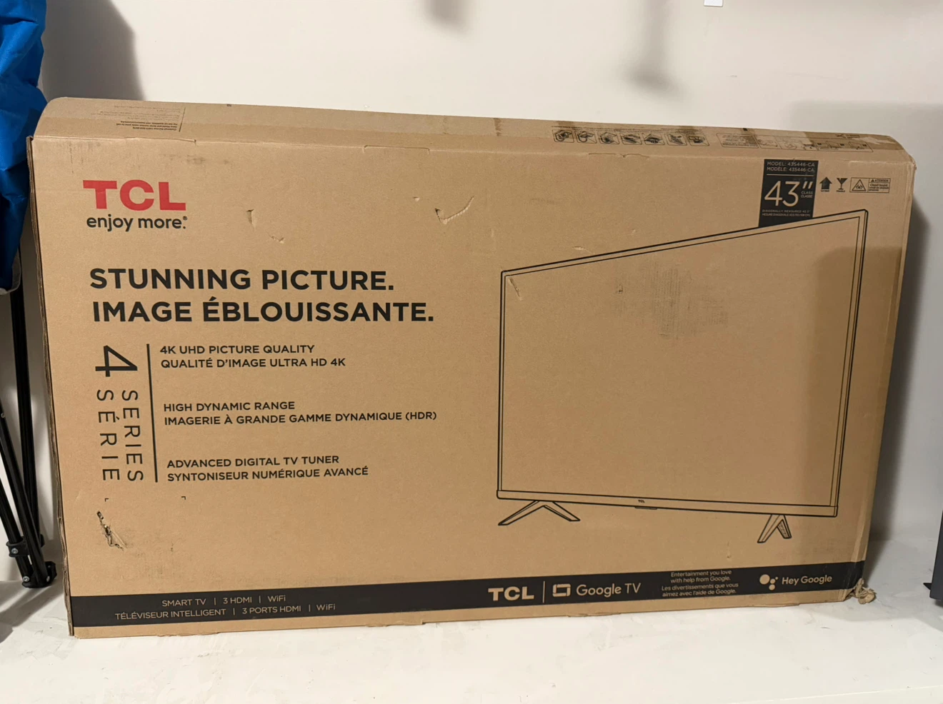 TCL 43” 4K google smart tv