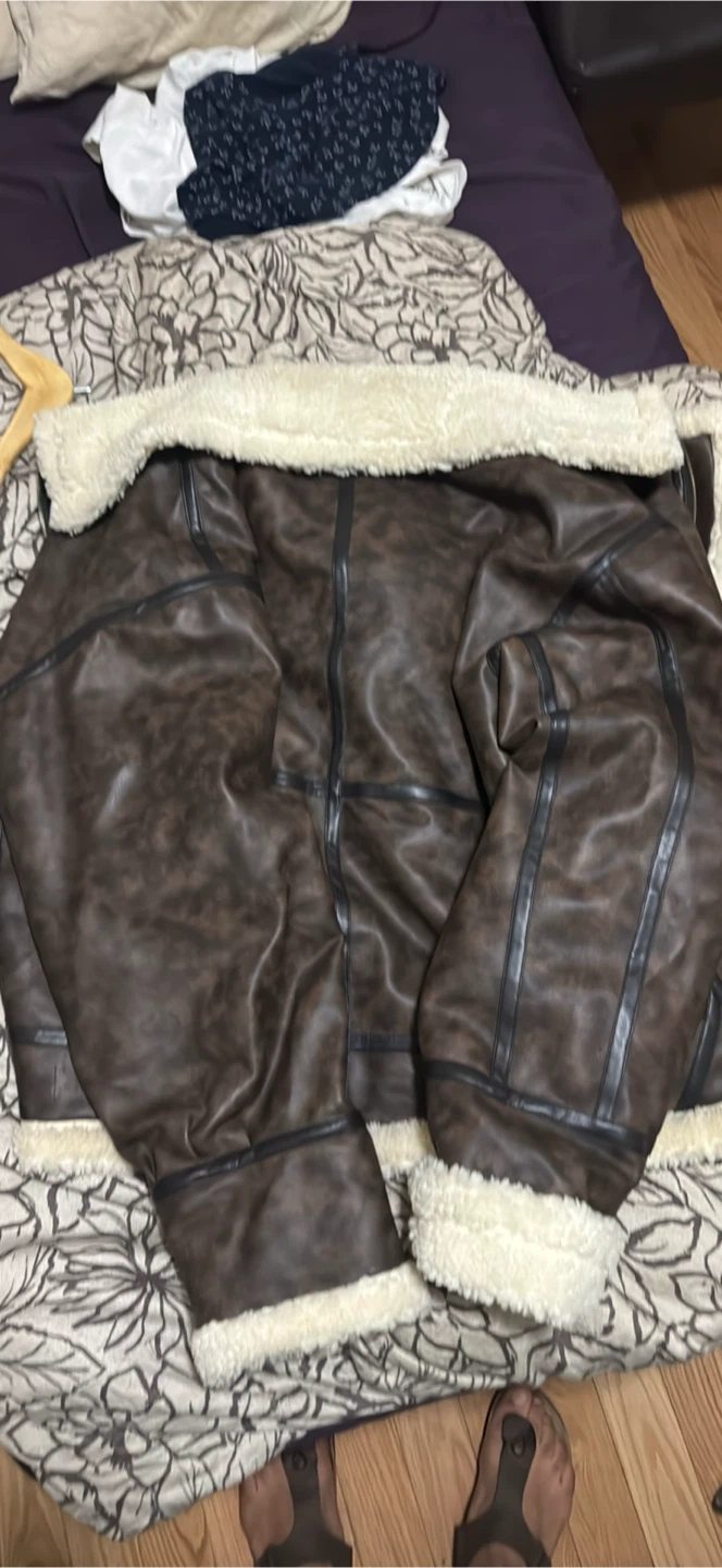 Men's Faux Leather Sherpa Lined Jacket - XXL - photo 2