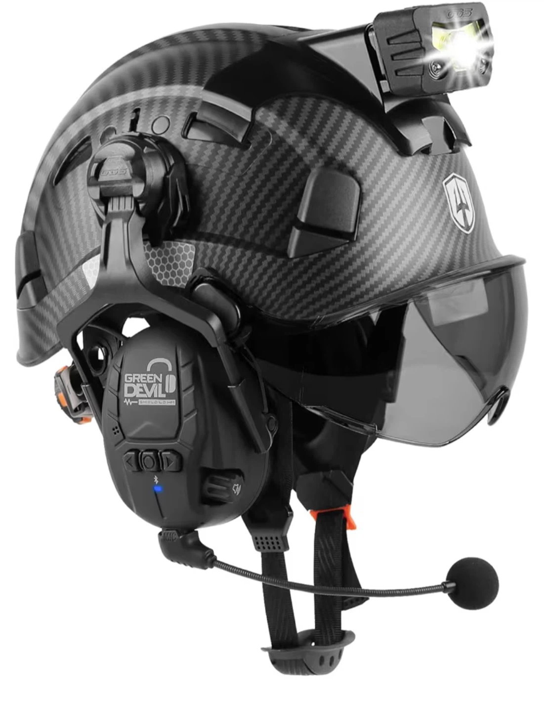 Green Devil Shield LD HM Safety Helmet with Bluetooth Earmuffs