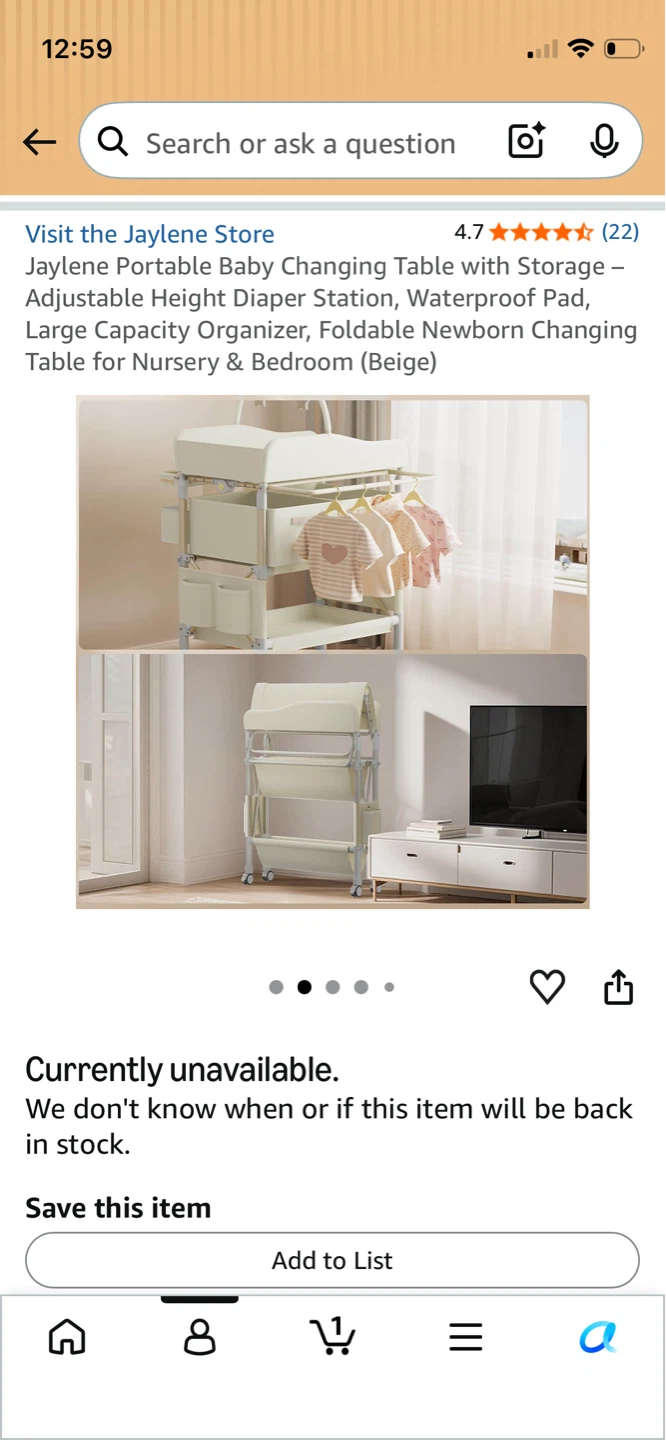 Portable Baby Changing Table with Storage - Beige - photo 2
