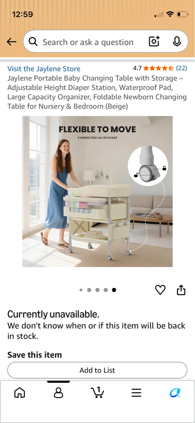 Portable Baby Changing Table with Storage - Beige - photo 4
