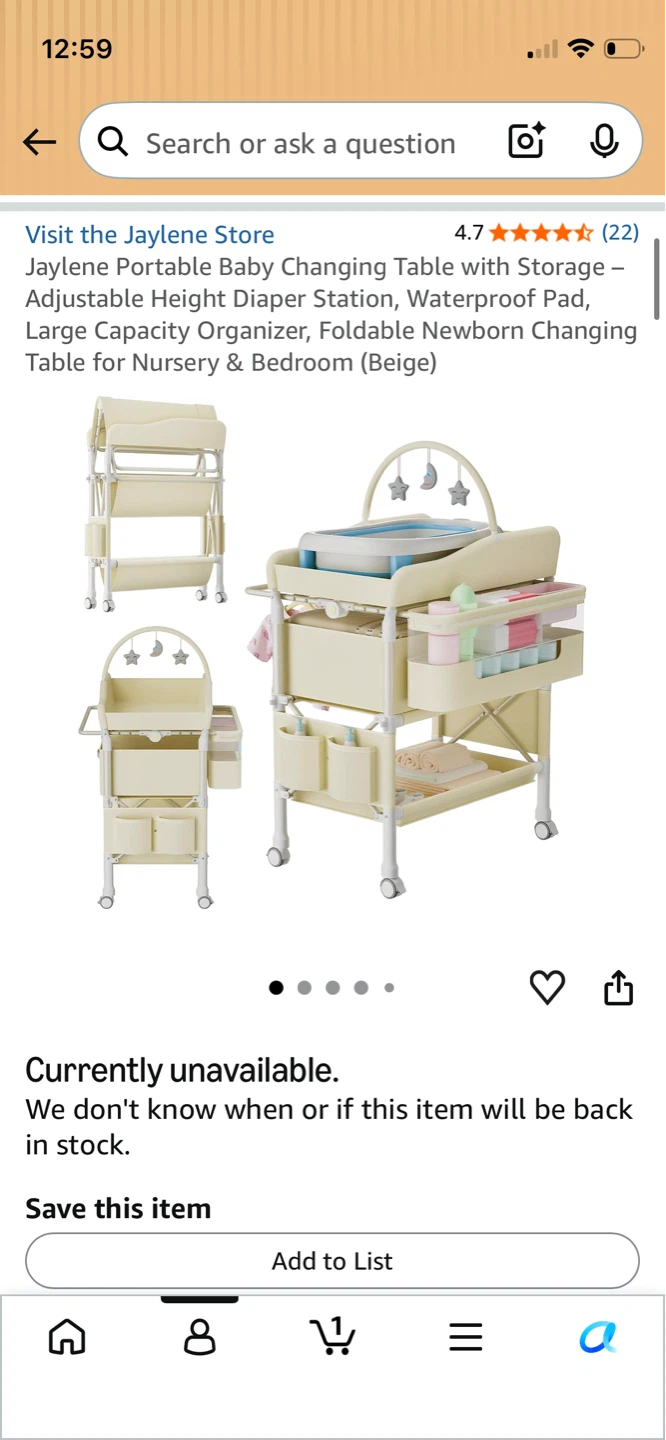 Portable Baby Changing Table with Storage - Beige