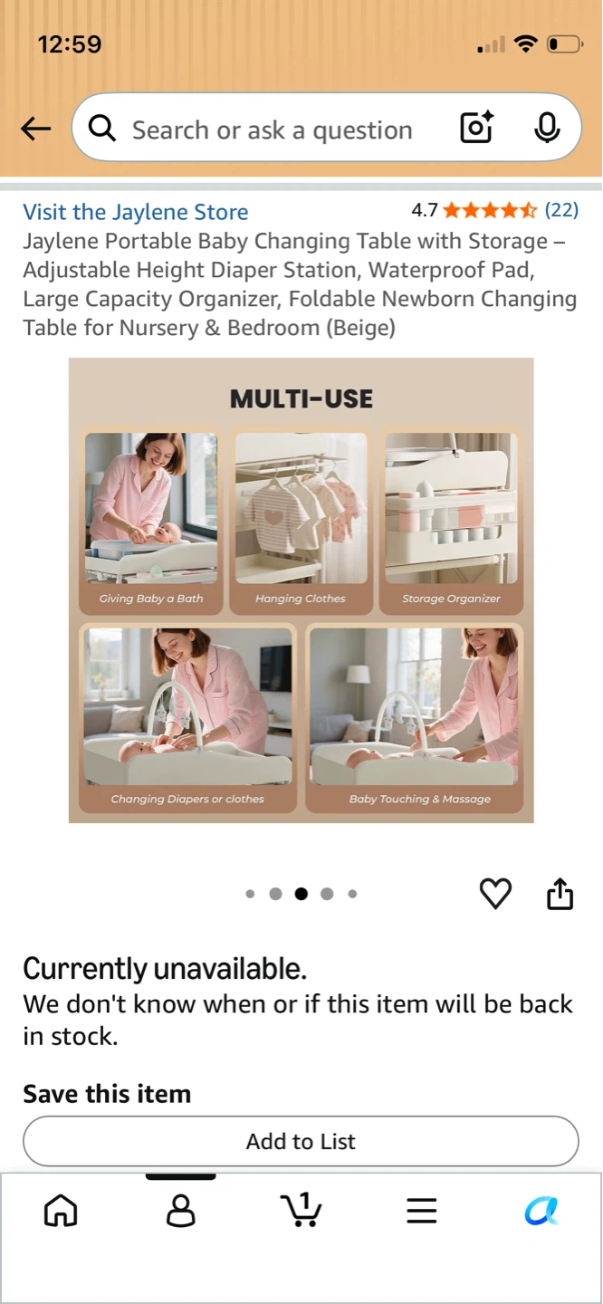 Portable Baby Changing Table with Storage - Beige - photo 3