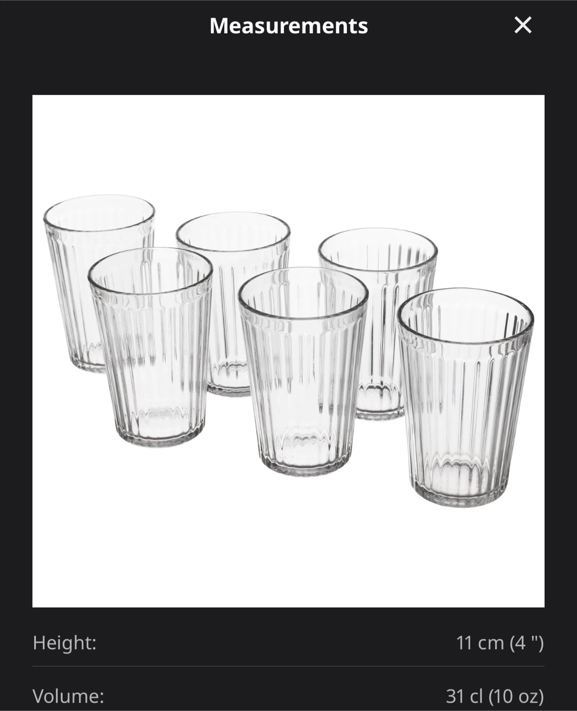 Water jar and 6 Clear Ribbed Drinking Glasses - photo 4