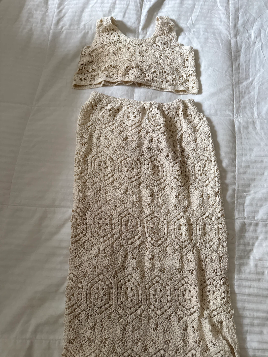 Cream Crochet Top and Maxi Skirt Set - photo 2