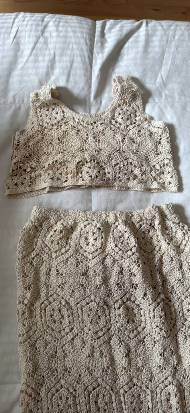 Cream Crochet Top and Maxi Skirt Set - photo 3