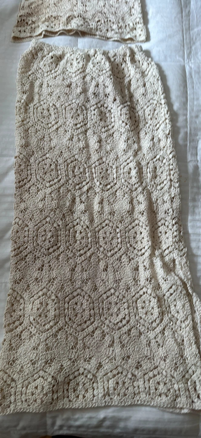 Cream Crochet Top and Maxi Skirt Set - photo 4