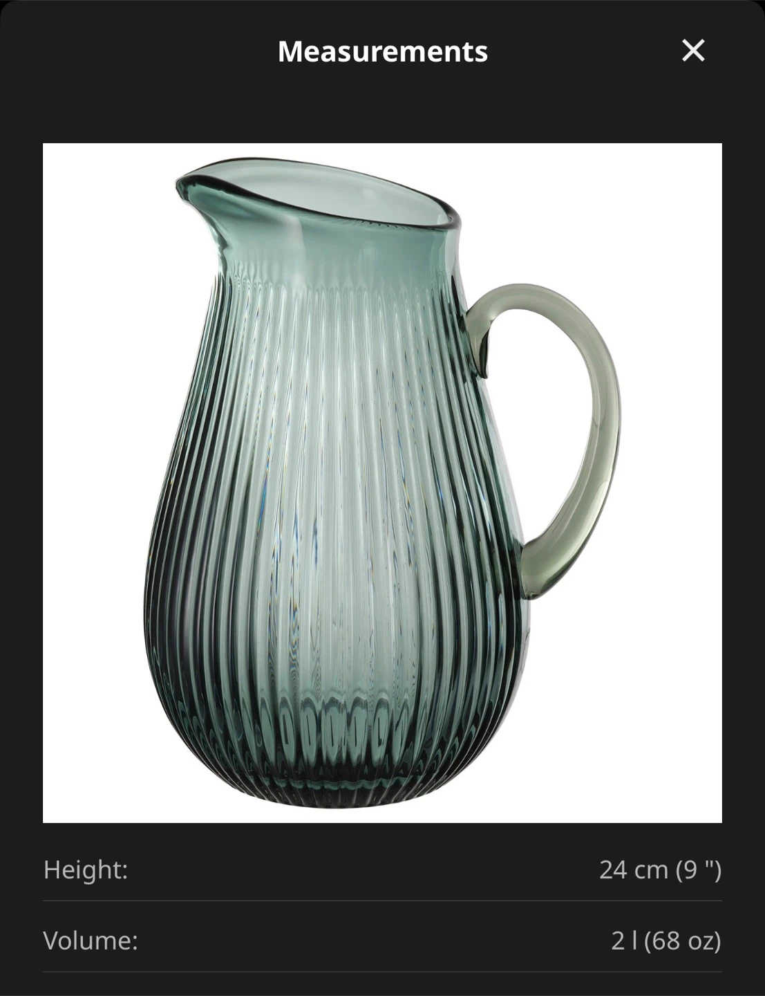 Water jar and 6 Clear Ribbed Drinking Glasses - photo 5