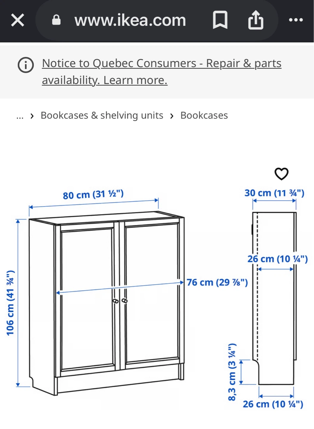 2 IKEA Billy Oxford Bookcases with Doors  - $80 each - photo 5