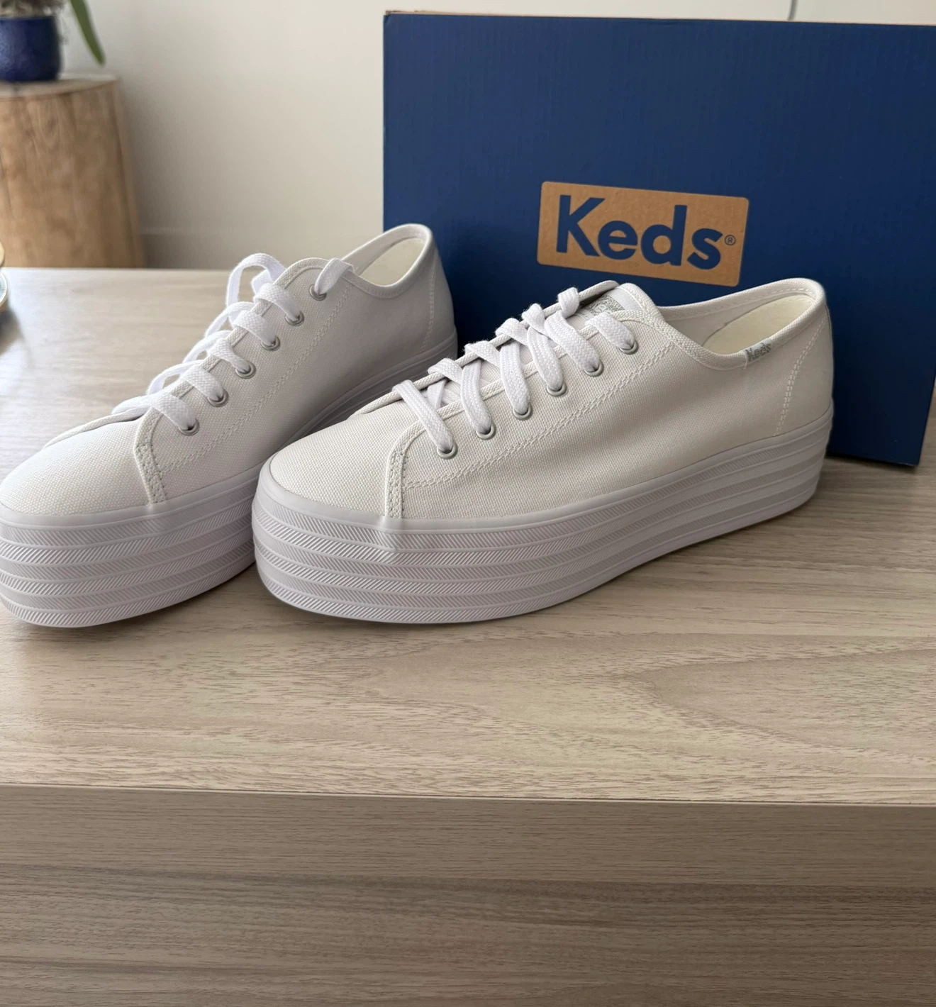 Keds Triple Up Canvas Platform Sneakers - White
