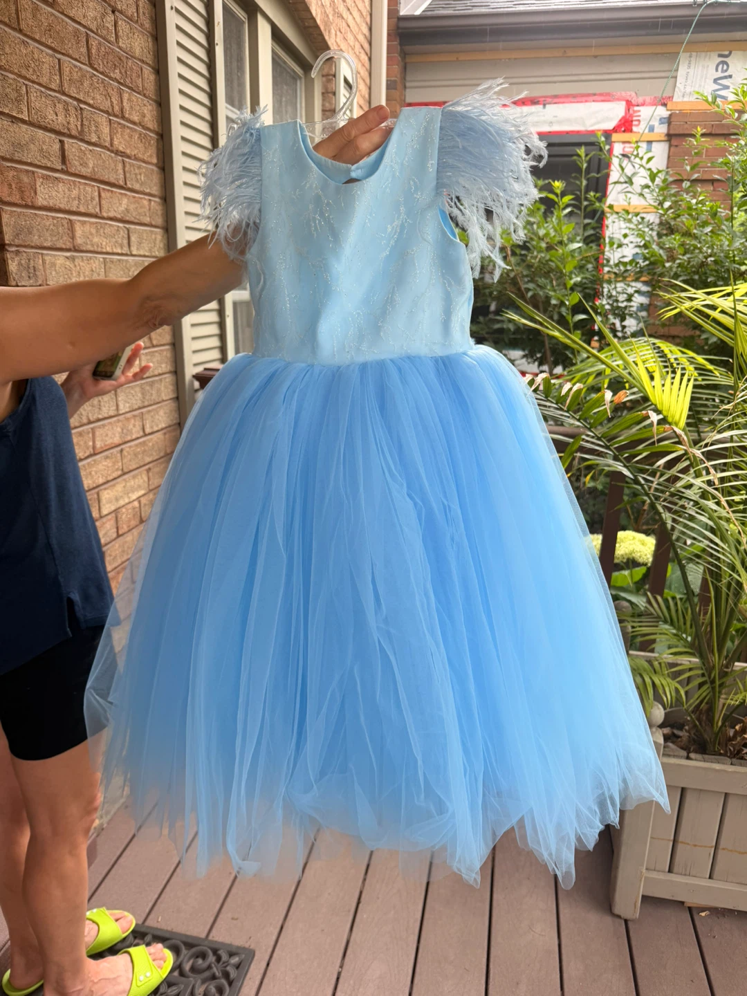 Blue Tulle Dress with Feathers and Bow age 5-7
