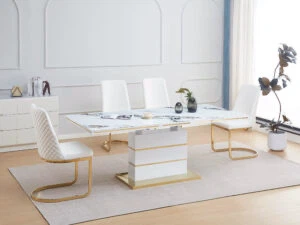 White and Gold Dining Table