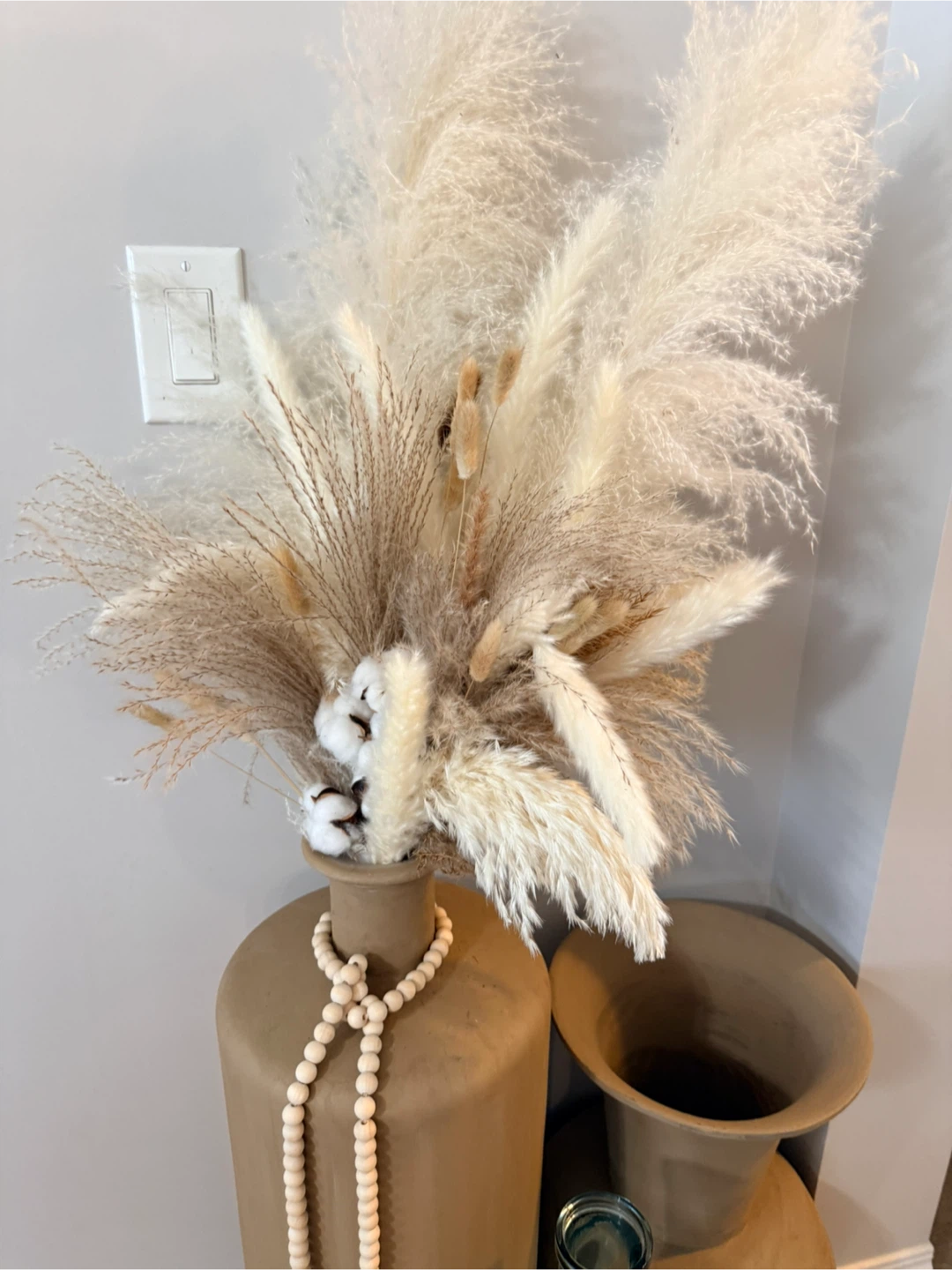 3 Vase with Large Dried Pampas Grass Arrangement - photo 2