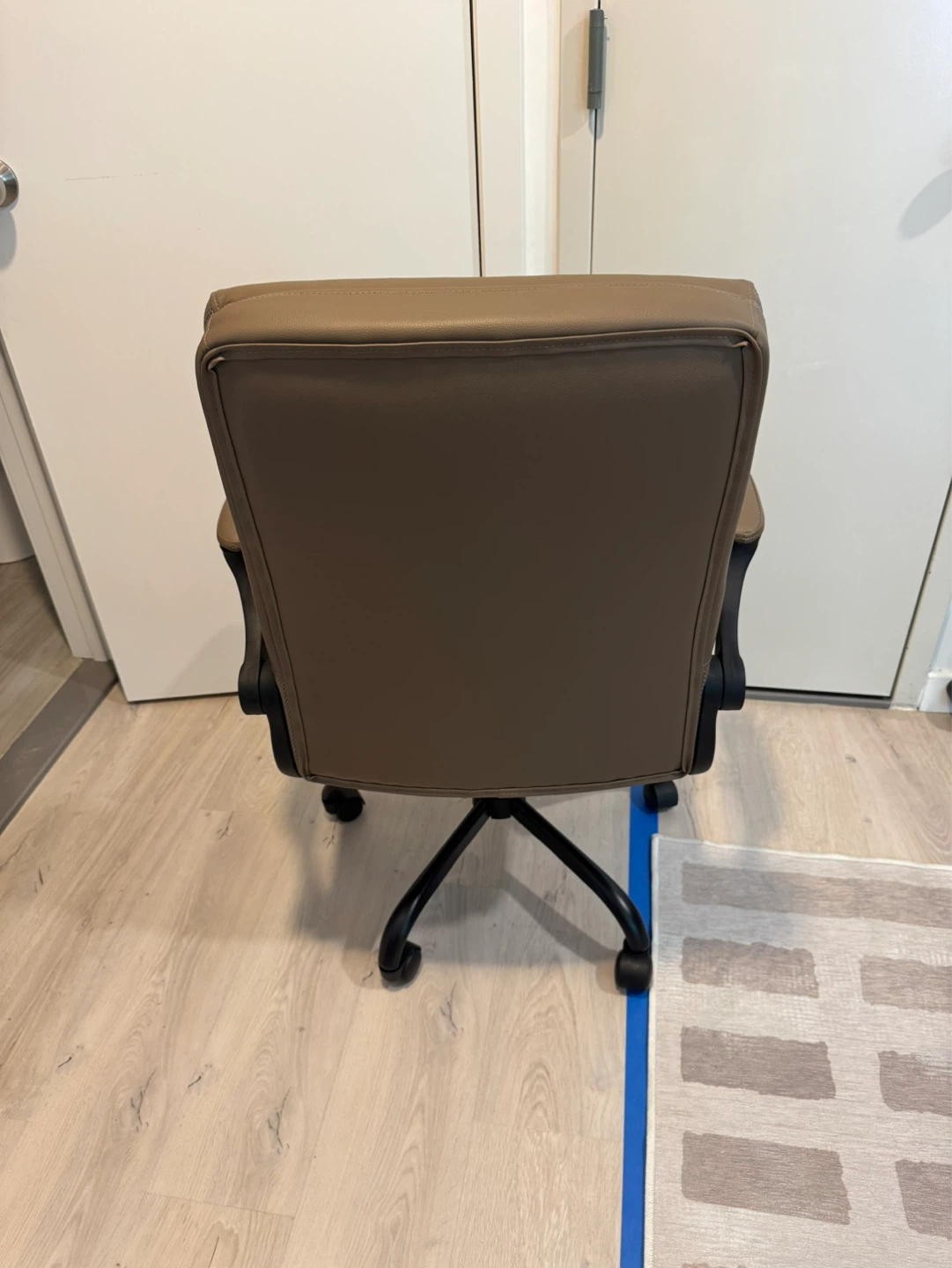 Brown Faux Leather Office Chair with Casters - photo 3