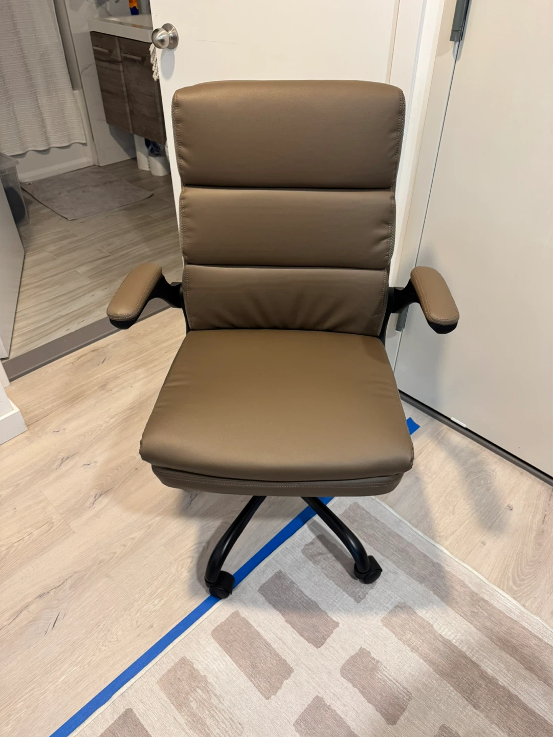Brown Faux Leather Office Chair with Casters
