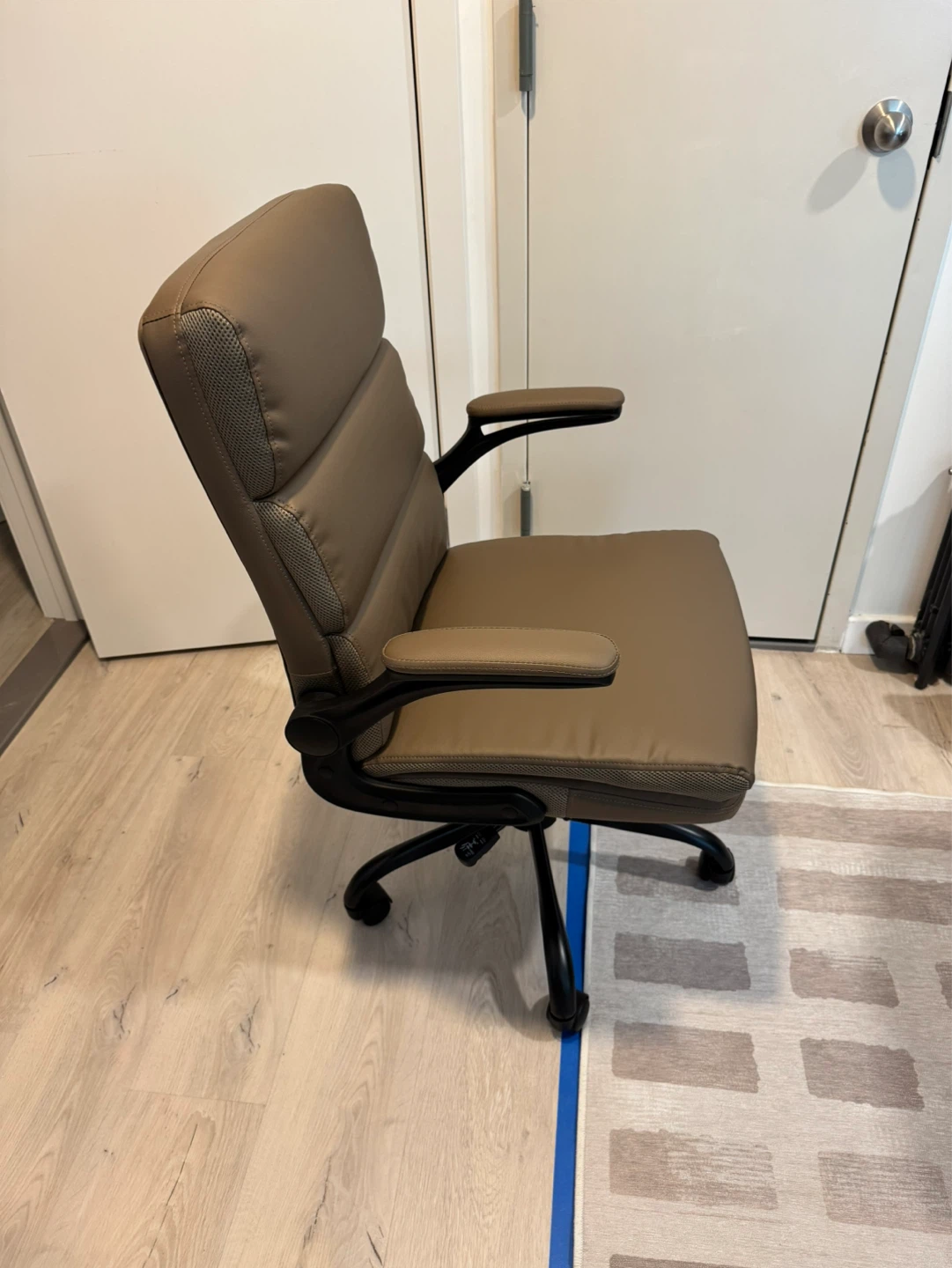 Brown Faux Leather Office Chair with Casters - photo 2