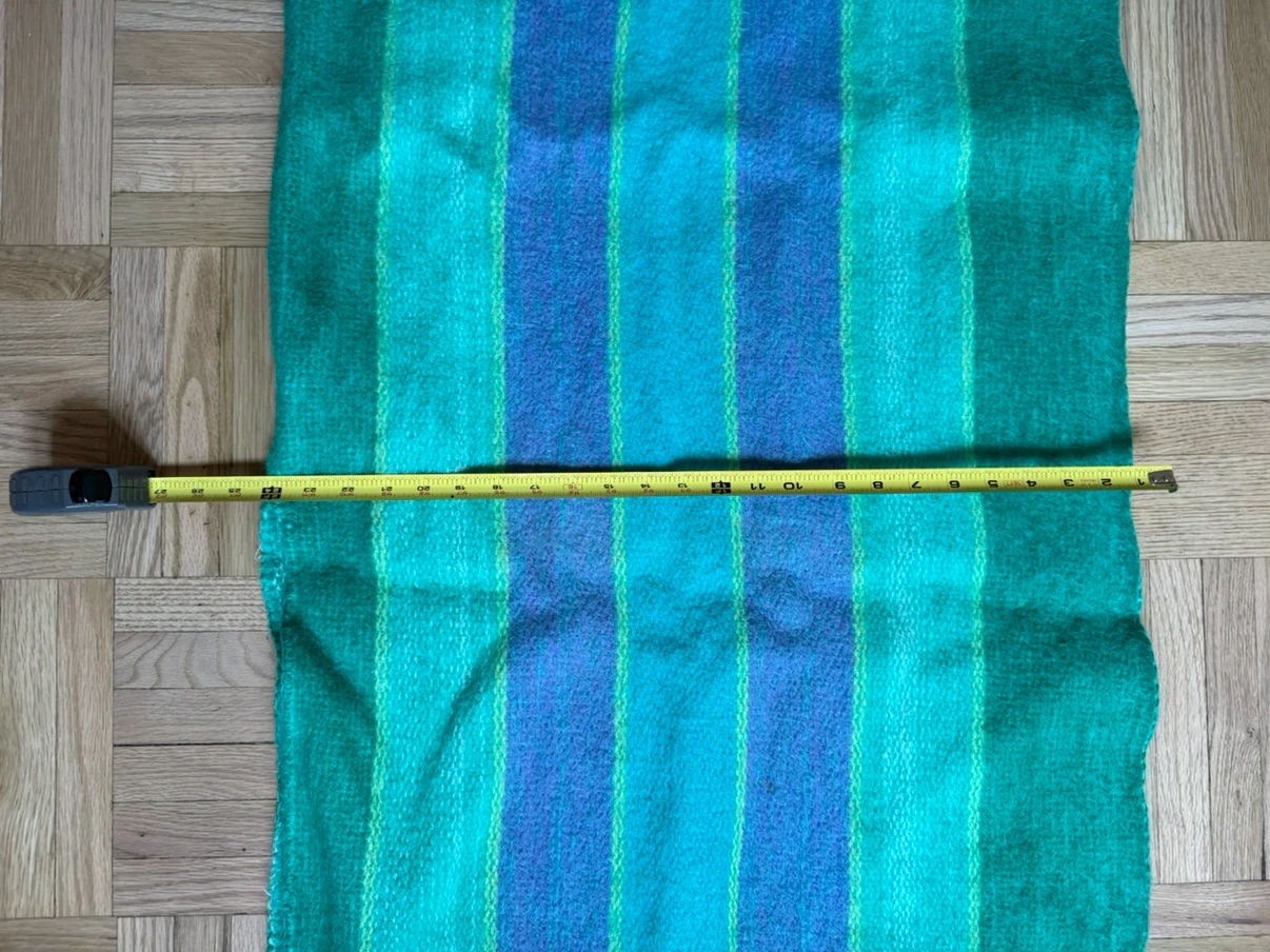 Peruvian Green Striped Woven Shawl Poncho or Blanket - photo 3