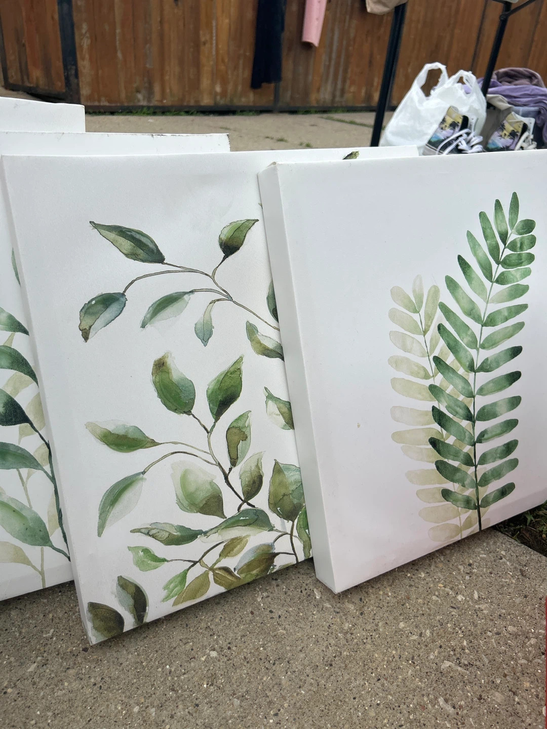 Set of 3 Canvas Wall Art Prints - Botanical Leaves