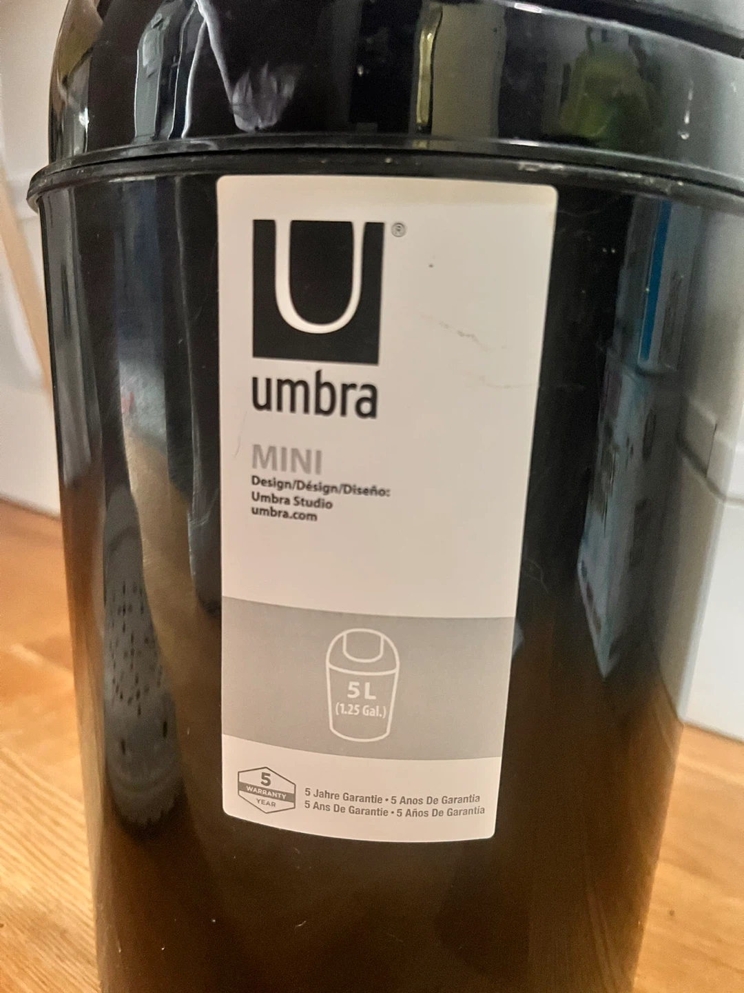 Umbra Mini Trash Can - Black 5L - photo 2