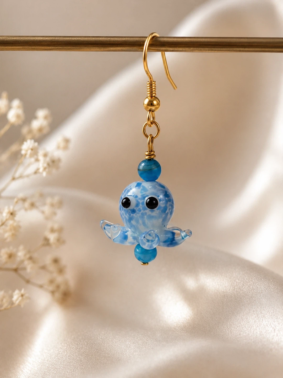 Handmade Blue Octopus Charm Bracelet