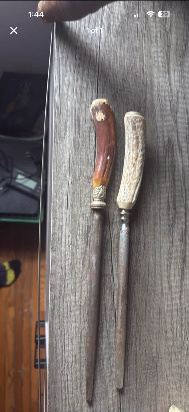 Old knife sharpener with antler handle