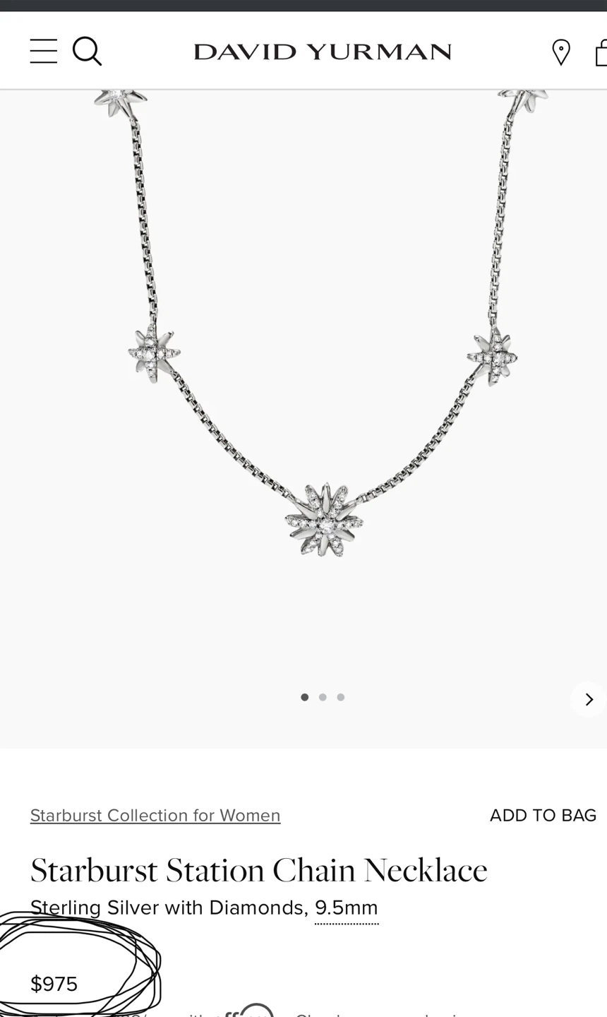 David Yurman Starburst  Chain Necklace Sterling Silver Diamonds - photo 2