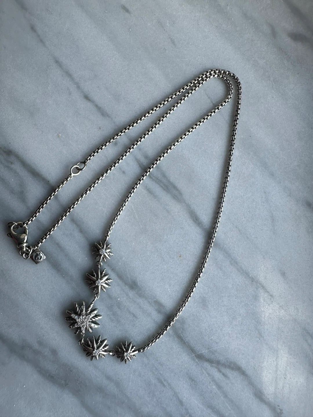 David Yurman Starburst  Chain Necklace Sterling Silver Diamonds - photo 3