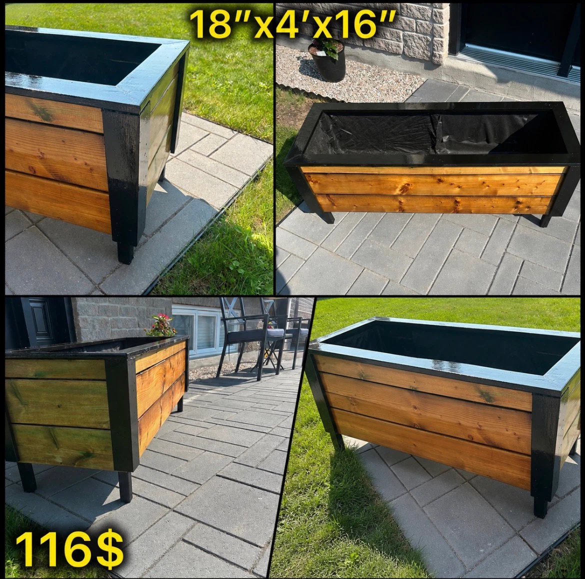 Pressure treated flower bed With black trim