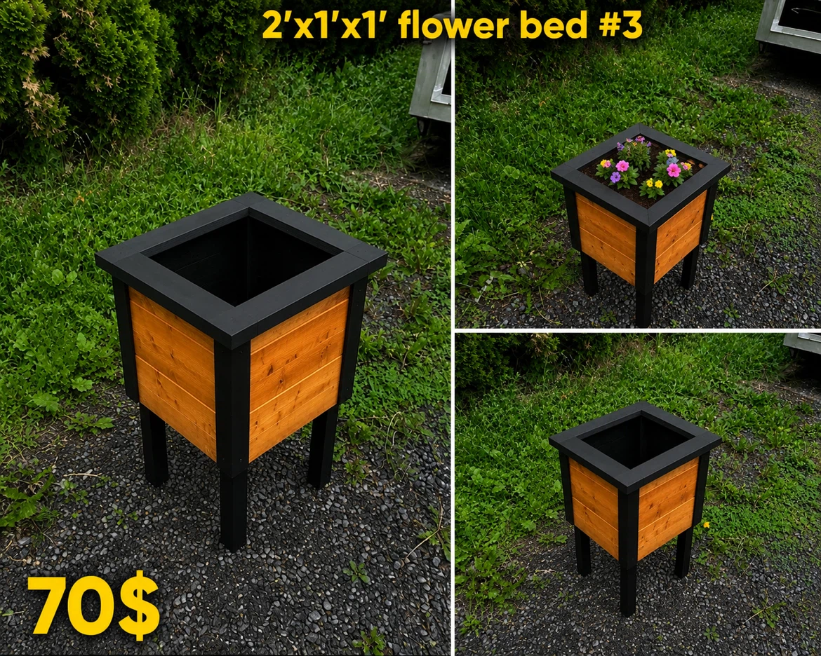 Flower bed with black trim