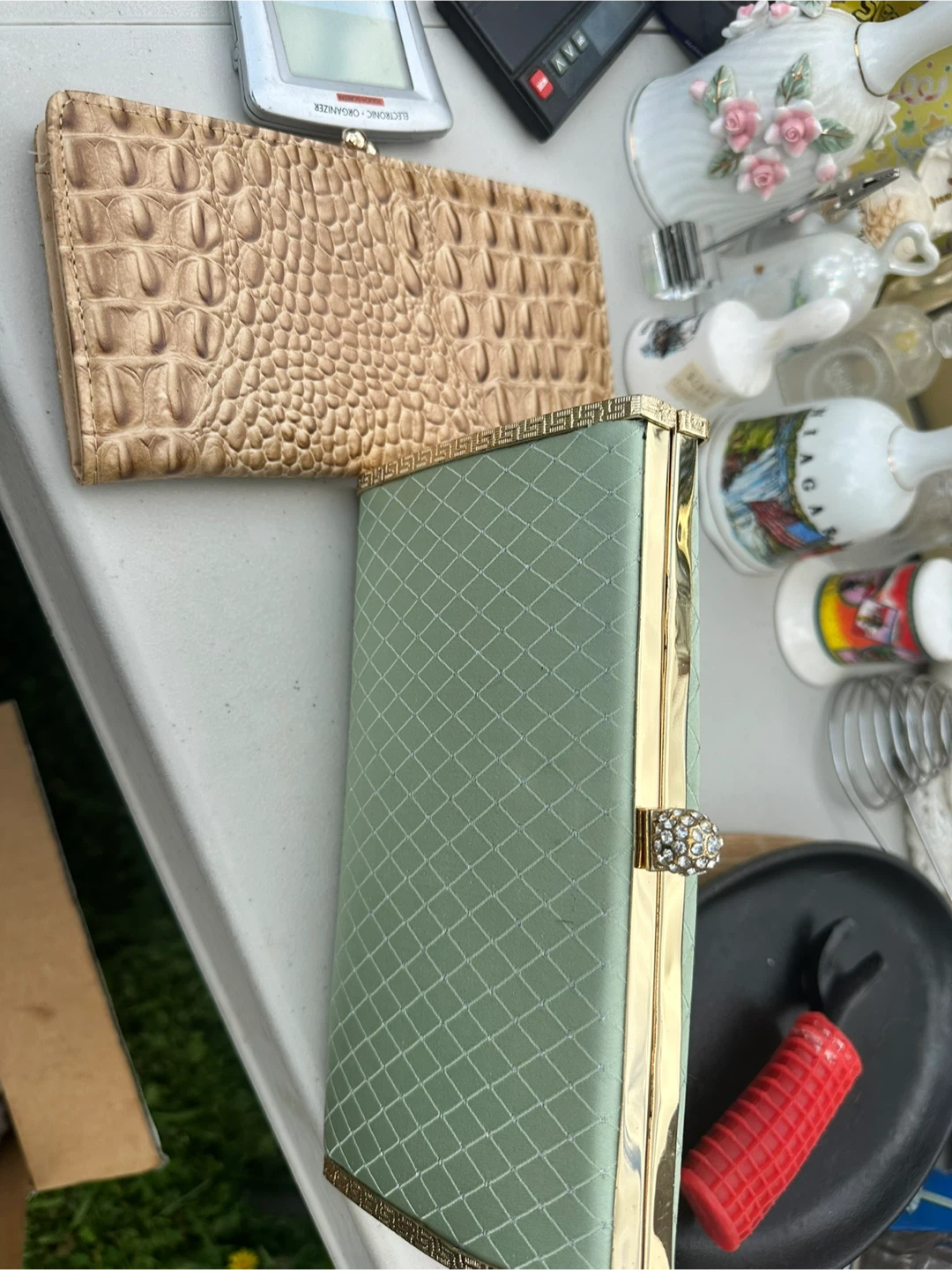 Mint Green Clutch Purse with Shoulder Strap
