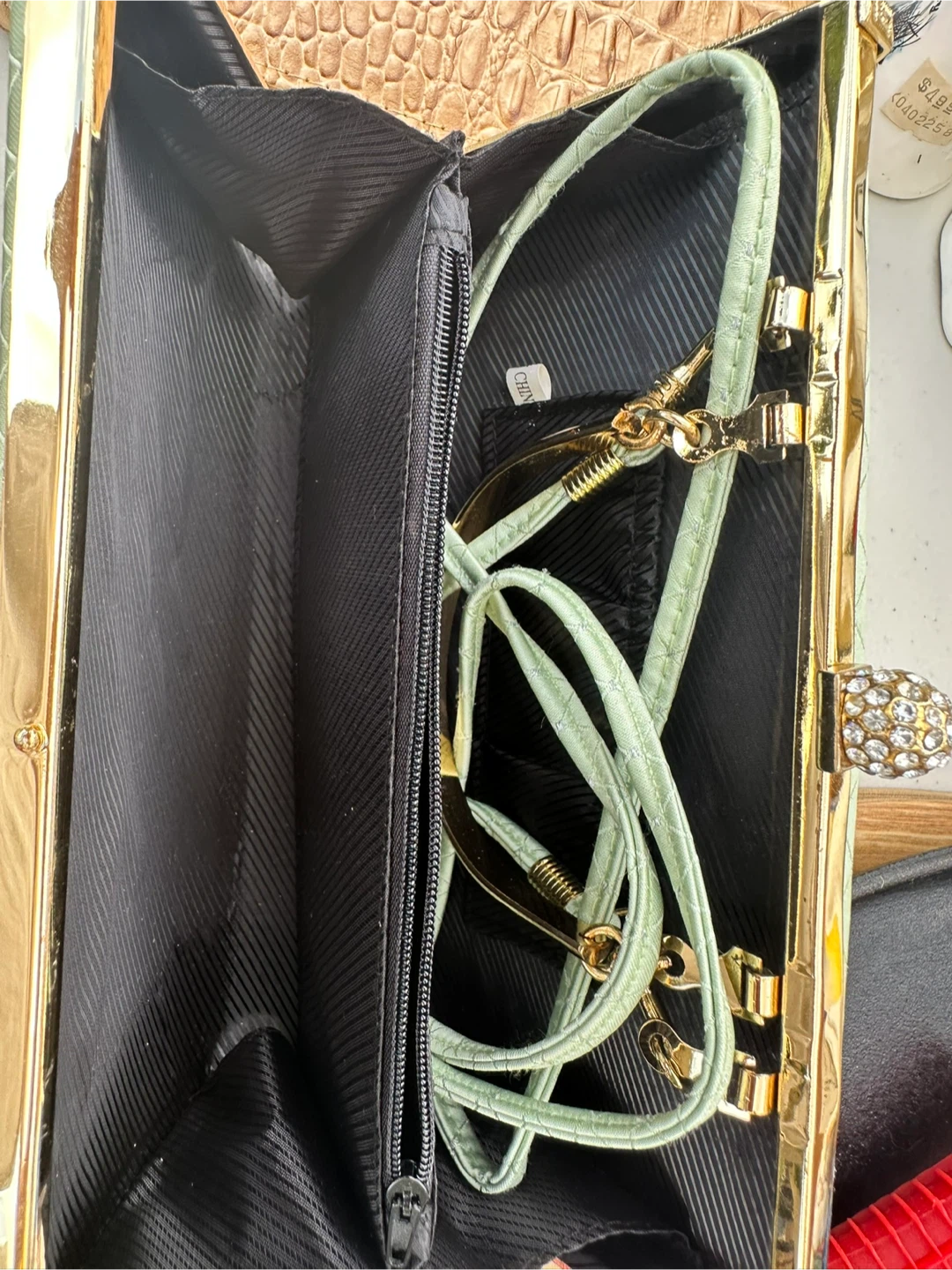 Mint Green Clutch Purse with Shoulder Strap - photo 2