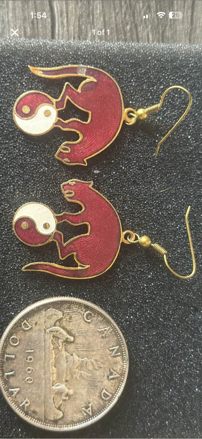 Red Cat Yin Yang Earrings